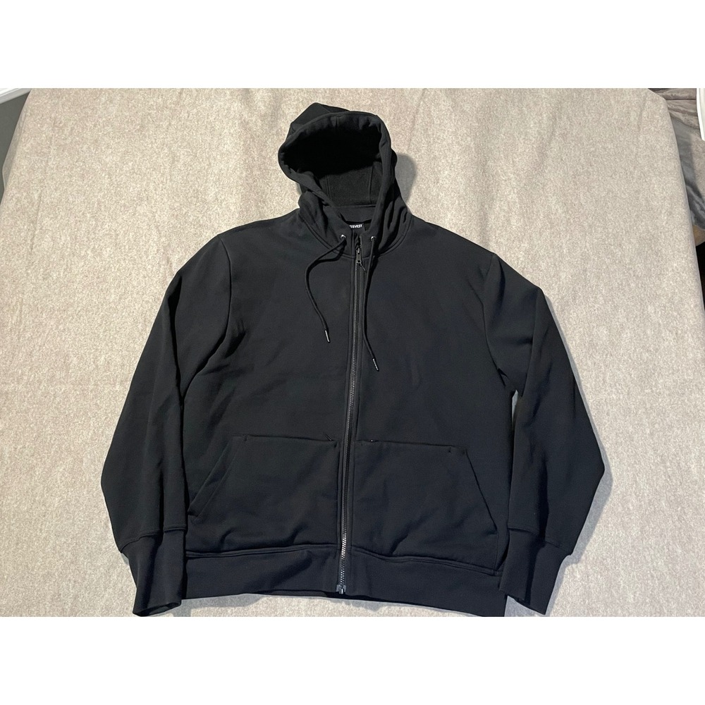 SCOTTEVEST Mens Black Full Zip Multi Pocket Travel Hoodie Sweatshirt Large